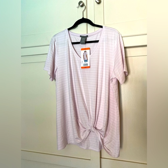 MATTY M PETAL PINK V-NECK SHORT SLEEVE TWIST FRONT TOP PLUS SIZE XXL 🌟NWT🌟 - Picture 3 of 15